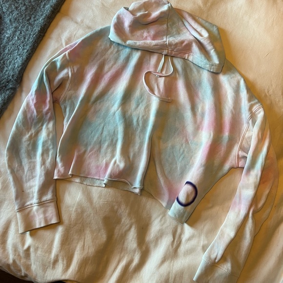 Tie Dye Hoodie - pink and blue cropped - Picture 4 of 10